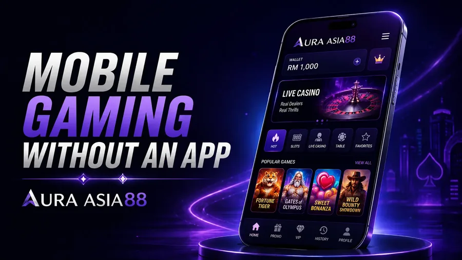Banner illustrating mobile gaming without an app download